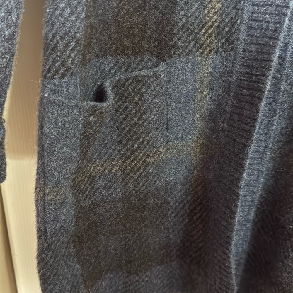 J. Jill Dark Blue Plaid Cardigan Size M Tall - Picture 3 of 9